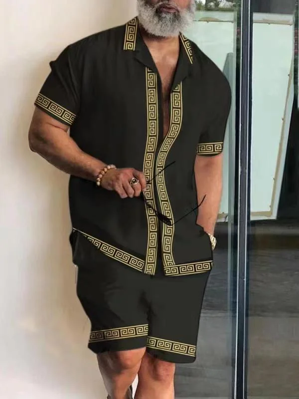 Men's Hawaiian Vintage Short Sleeve Two-Piece Suit