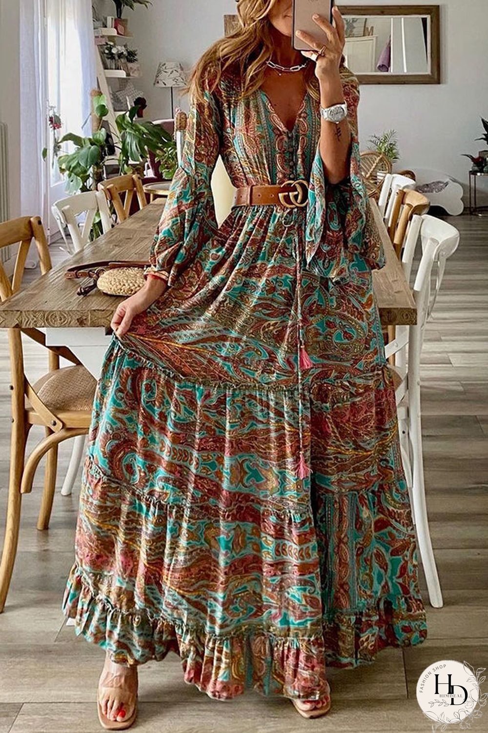 Down The West Coast Bohemia Print Maxi Dress