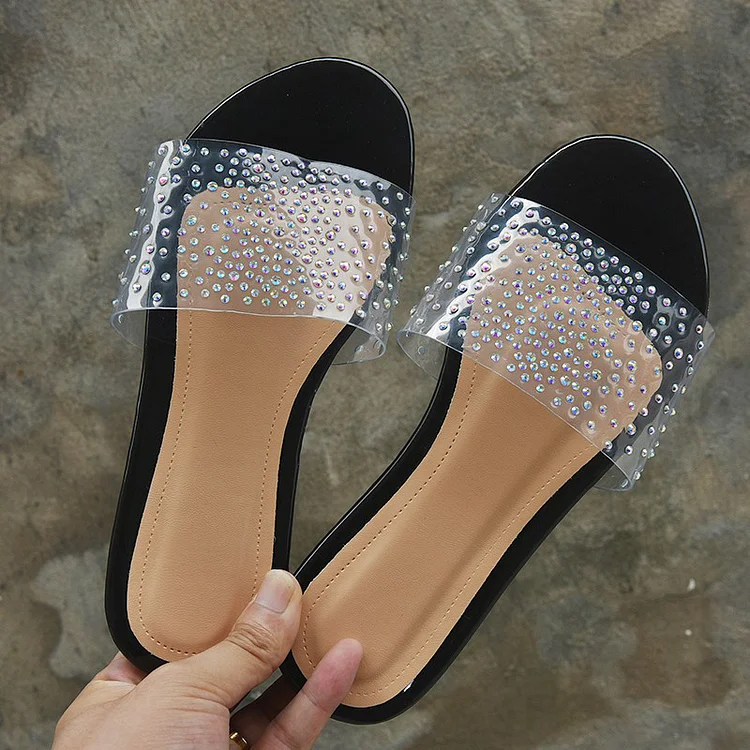 Casual Rhinestone Flattie Slippers