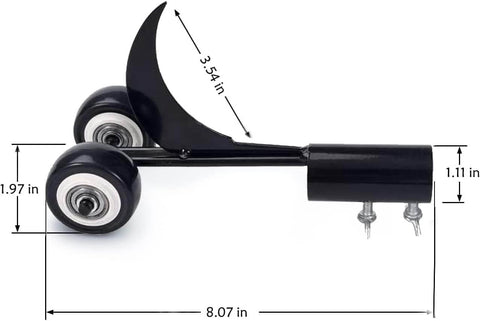 Size: 9x4.7inch/ 23x12cm Wheel diameter: about 1.9inch/5cm, width 0.9inch/2.3cm Weight: 13.7lbs/389g Pole Diameter: 1.15 in Colour: Black 📦 Package Includes 📦 1 Pulling Tool 1 Hook 1 Straight Hook