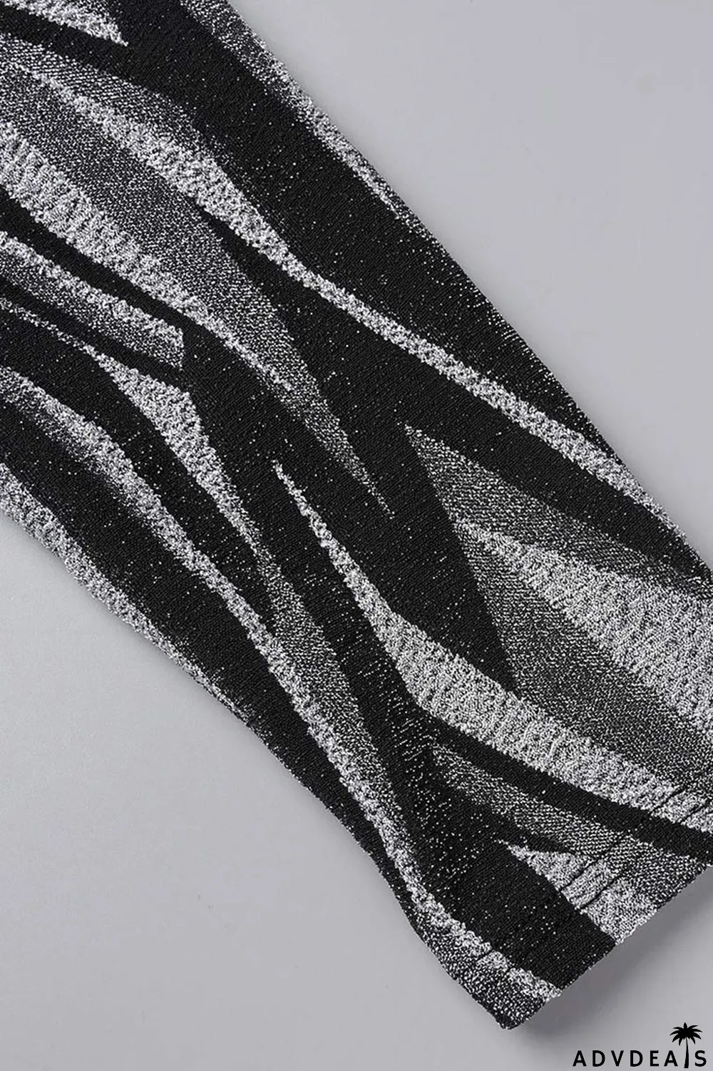 Black Sexy Print Bandage Patchwork V Neck Long Sleeve Two Pieces