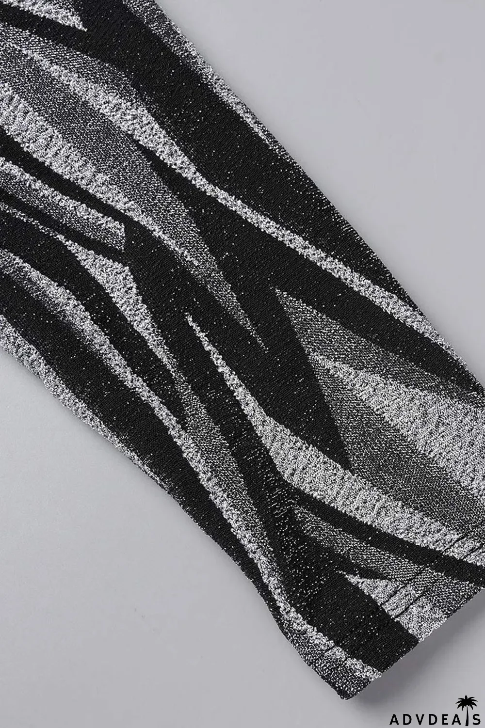 Black Sexy Print Bandage Patchwork V Neck Long Sleeve Two Pieces