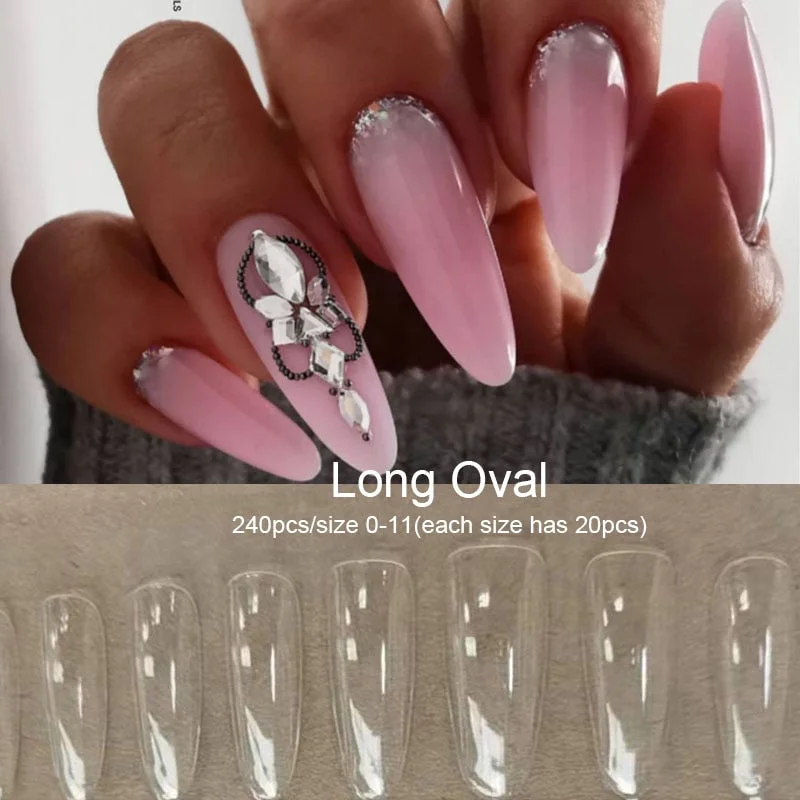 Gel Nails Extension System Full Cover Sculpted Clear Stiletto Coffin False Nail Tips 240pcs/bag-Nail Inspo