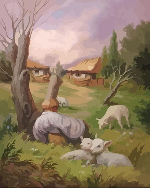 

The Shepherd of Sheep in Pasture – Paint By Numbers - 40*50CM, 501 Original