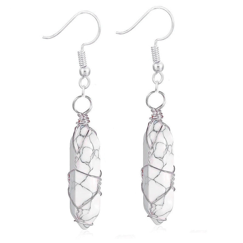 1 Pair Casual Minimalist Geometric Natural Stone Crystal Iron Drop Earrings