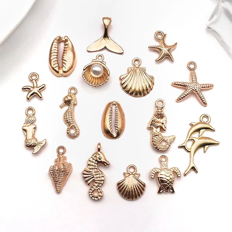 1 Piece 10*13mm 12 * 14mm 6.5*16mm Alloy Pearl Dolphin Mermaid Fish Tail Jewelry Accessories Pendant