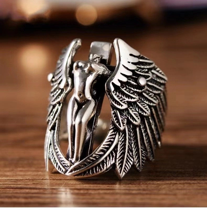 Hip-hop Retro Wings Alloy Asymmetrical Plating Gold Plated Men’s Rings