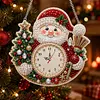 Acrylic Special Shape Xmas Santa Diamond Pearl Painting Clock Handicraft Hanging Kit