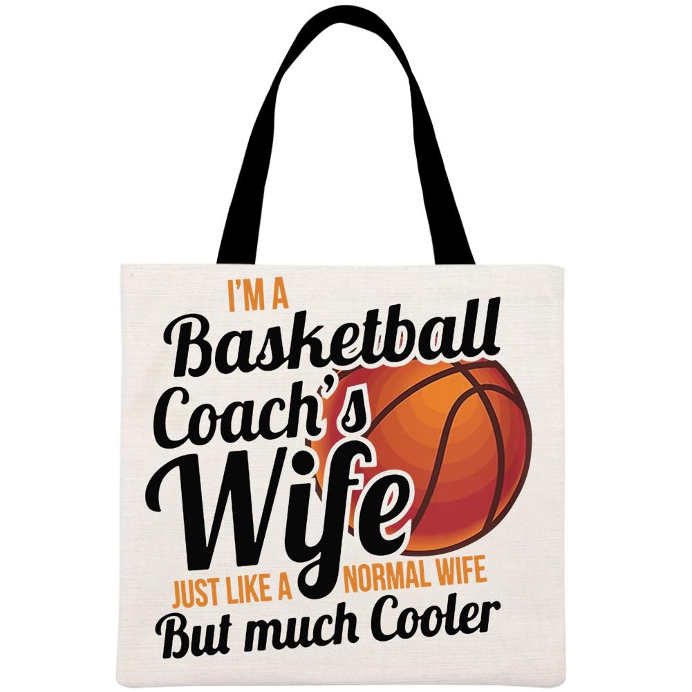 Basketball Coach Wife funny Large Capacity Printed Linen Bag