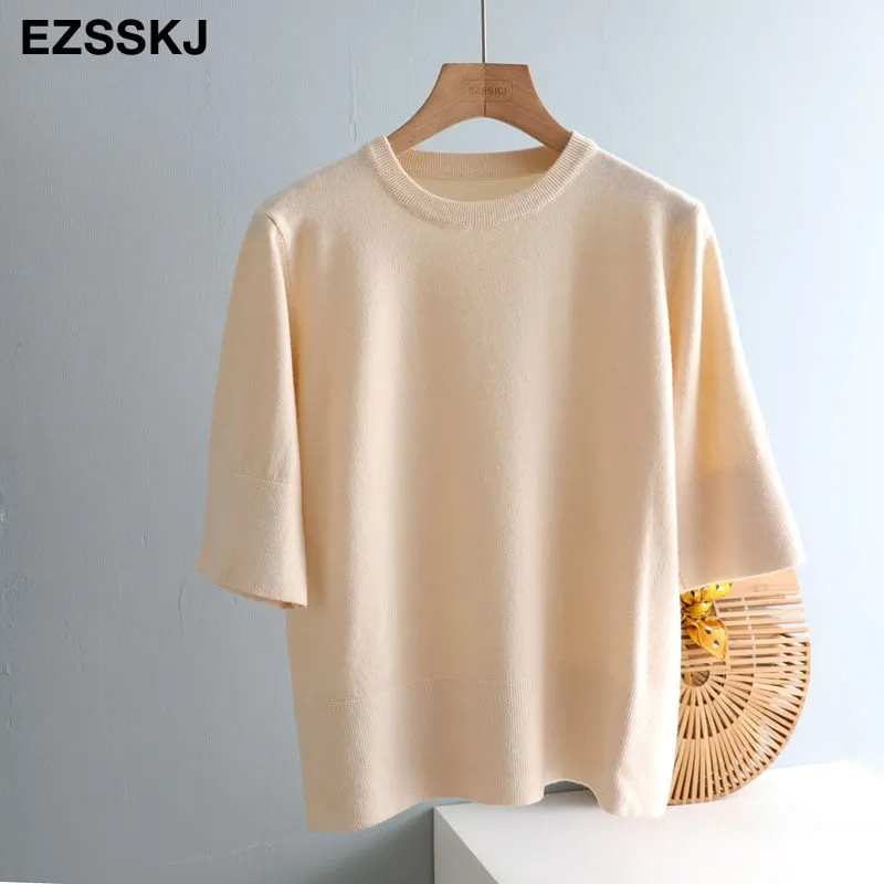 chic Autumn winter loose thick Sweater Pullovers Women half Sleeve casual 2020  o-neck warm basic Sweater knit Jumpers top