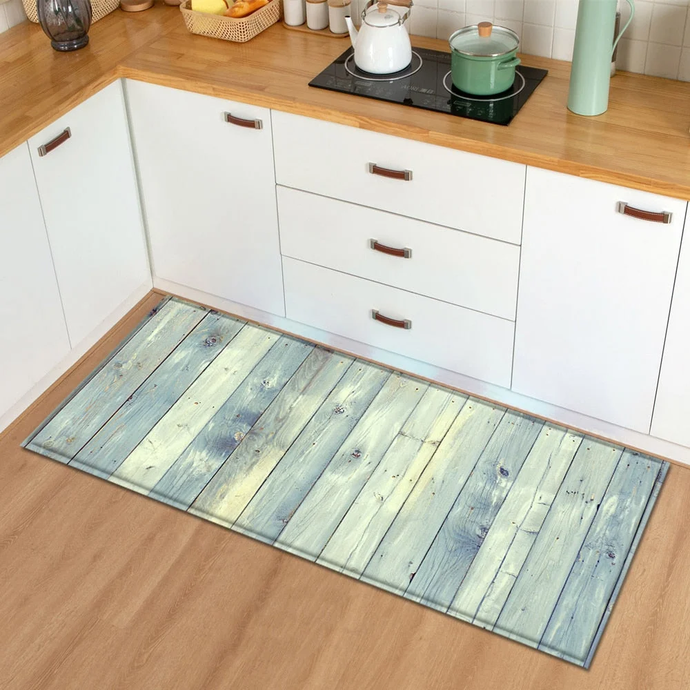 Modern Kitchen Mat  Bedroom Entrance Doormat Wood grain Home Hallway Floor Decoration Living Room Carpet Bathroom Anti-Slip Rug