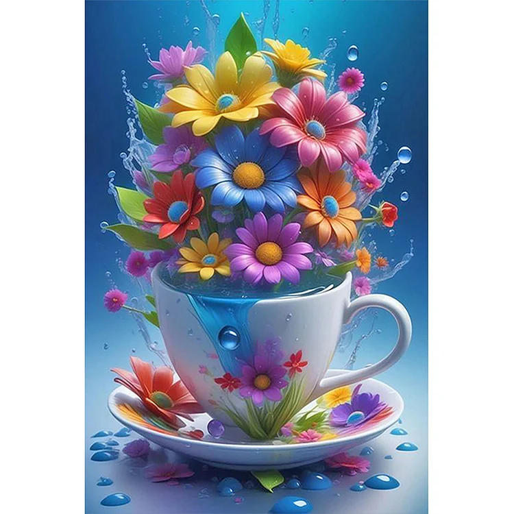 Flower on Teacup - Paint By Numbers(40*60cm)
