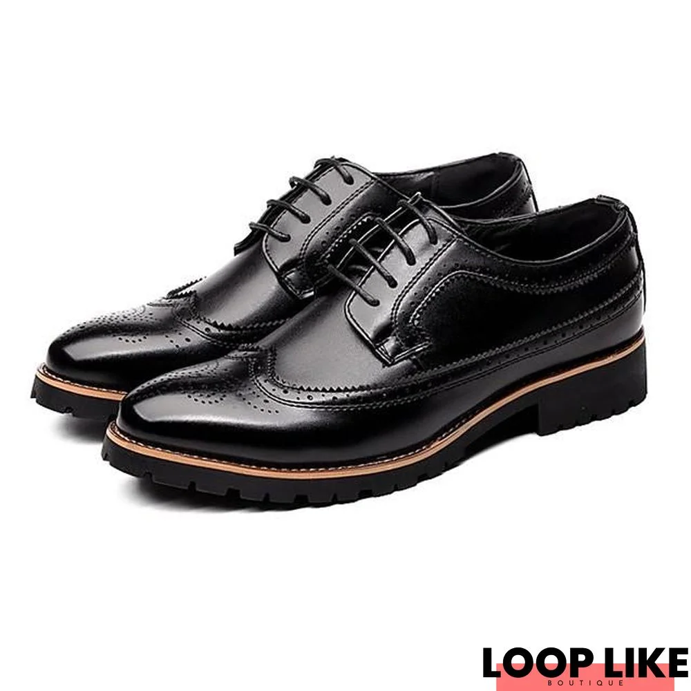 Men's Brogue Leather Spring / Fall British Oxfords Black / Brown / Yellow / Lace-Up / Leather Shoes / Comfort Shoes / Eu42