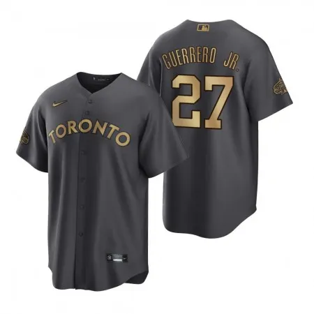 Men's Toronto Blue Jays #27 Vladimir Guerrero Jr. 2022 All-Star Charcoal Cool Base Stitched Baseball Jersey J1VU