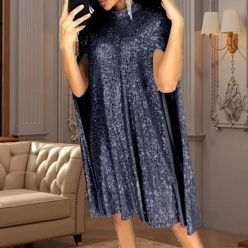 Uveng Uveng 2025 New Small Tie-Collared Bright Dress Loose Women's Dress