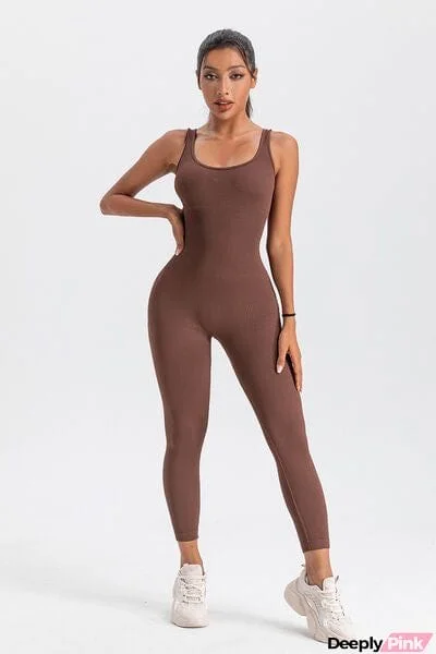 Wide Strap Sleeveless Active Jumpsuit