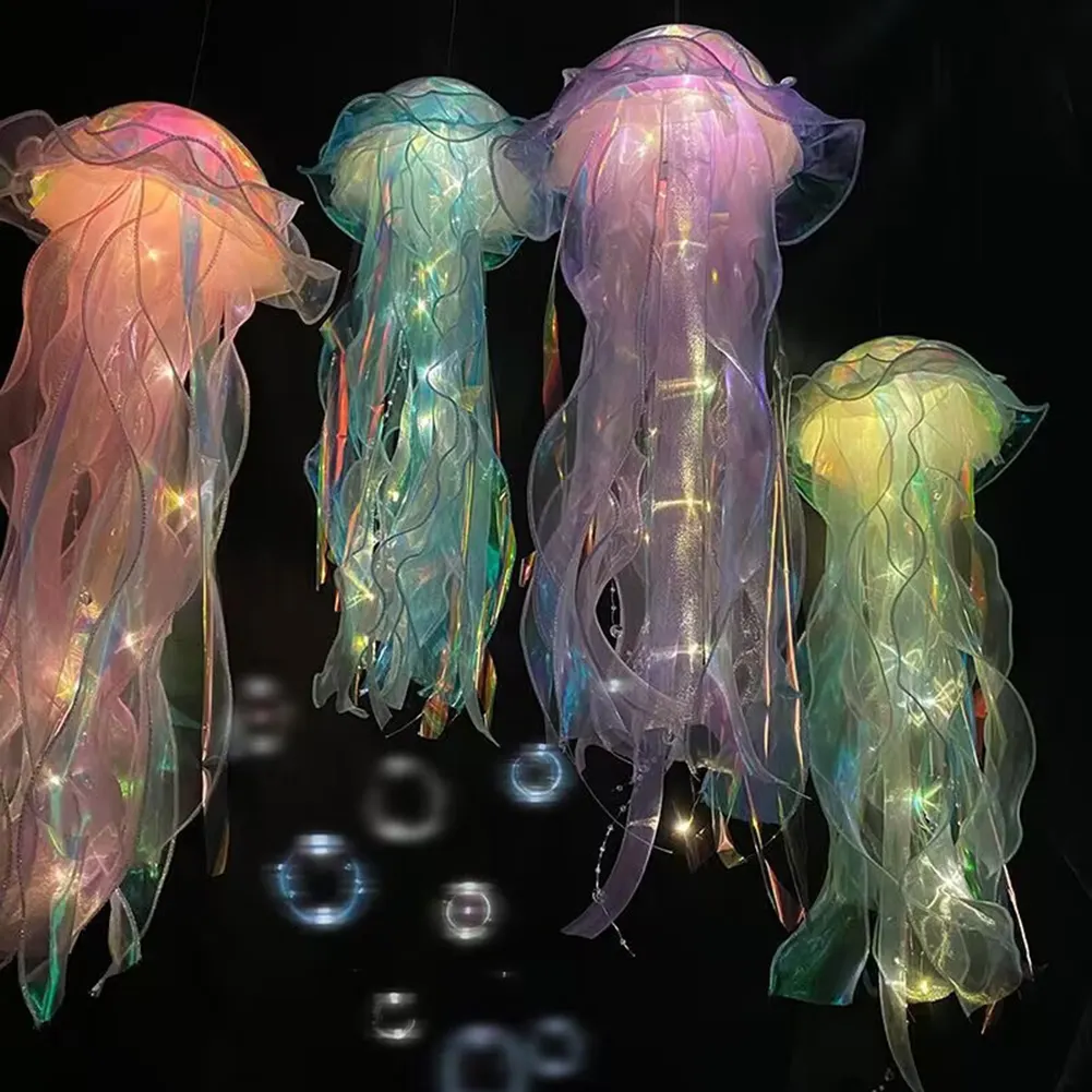 Tegooe DIY Jellyfish Lantern Kit - Colorful LED Night Light for Mermaid Theme Decor