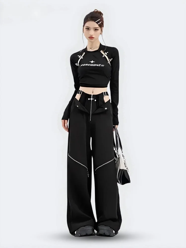 Brownm Cut Out Waist Pants