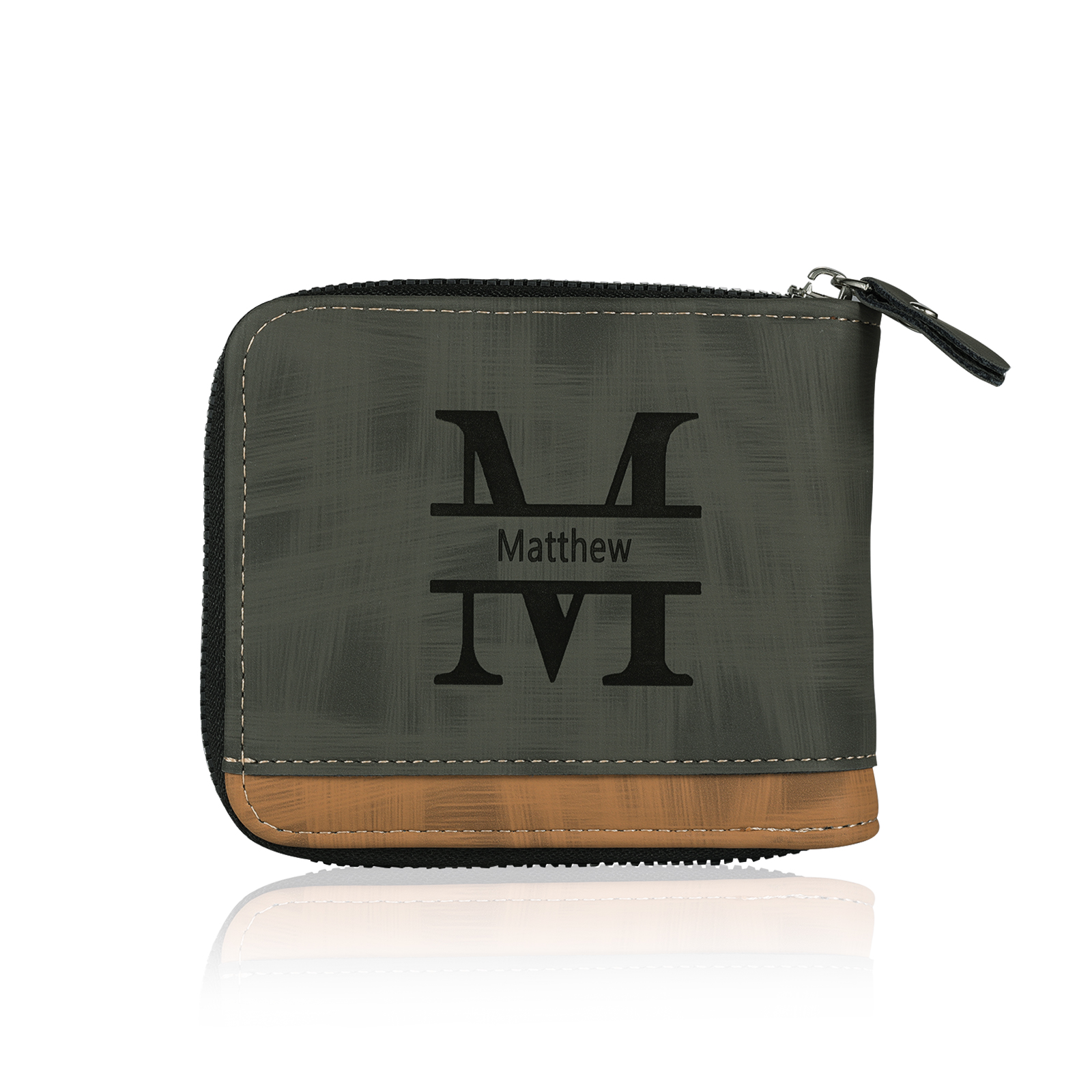 Personalised Photo & Name & Letter Men's Billfold Wallet Monogram Leather Male Wallet Zipper Father's Day Gifts for Dad-Jessemade AU