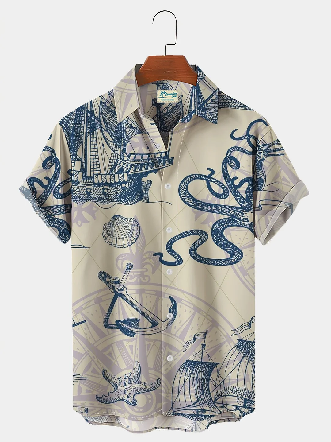 Men's Vintage Beach Hawaiian Short Sleeve Shirt