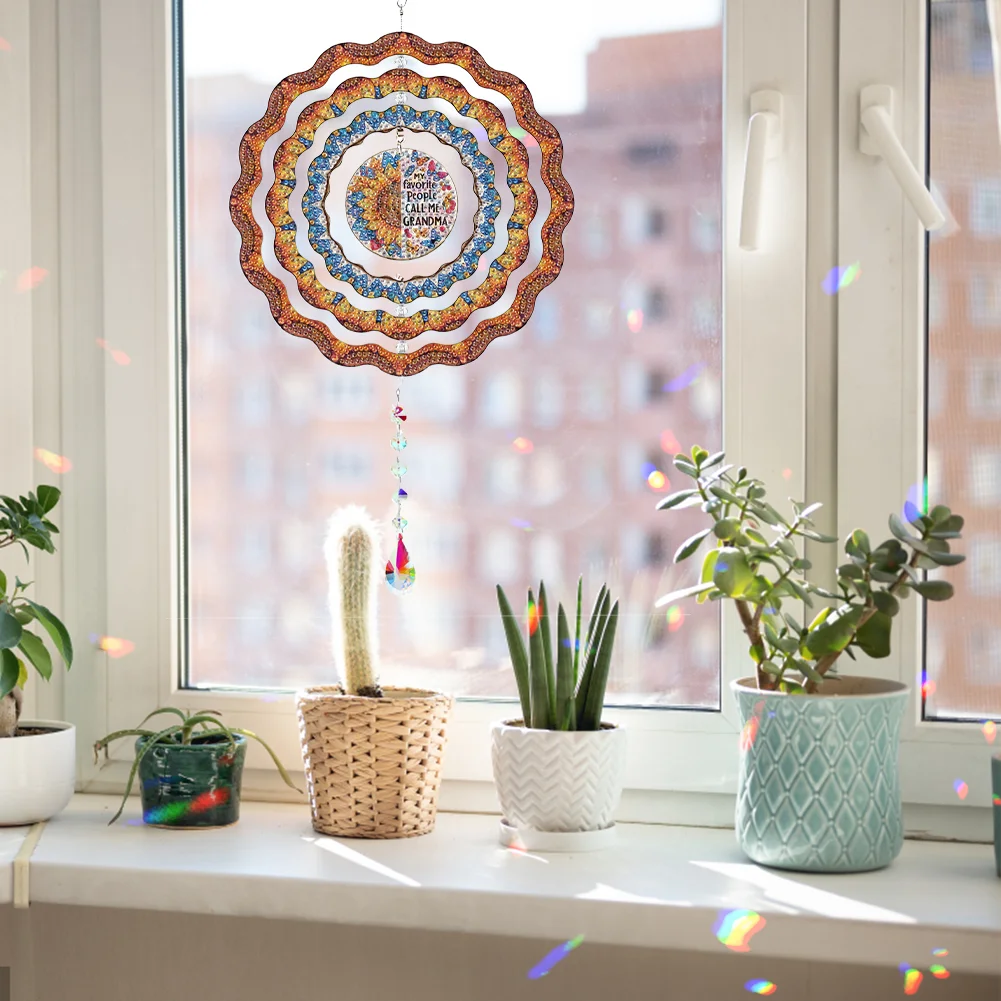 Diamond Painting Rotating Wind Chime Diamond Art Hanging Pendant (Sunflower A)