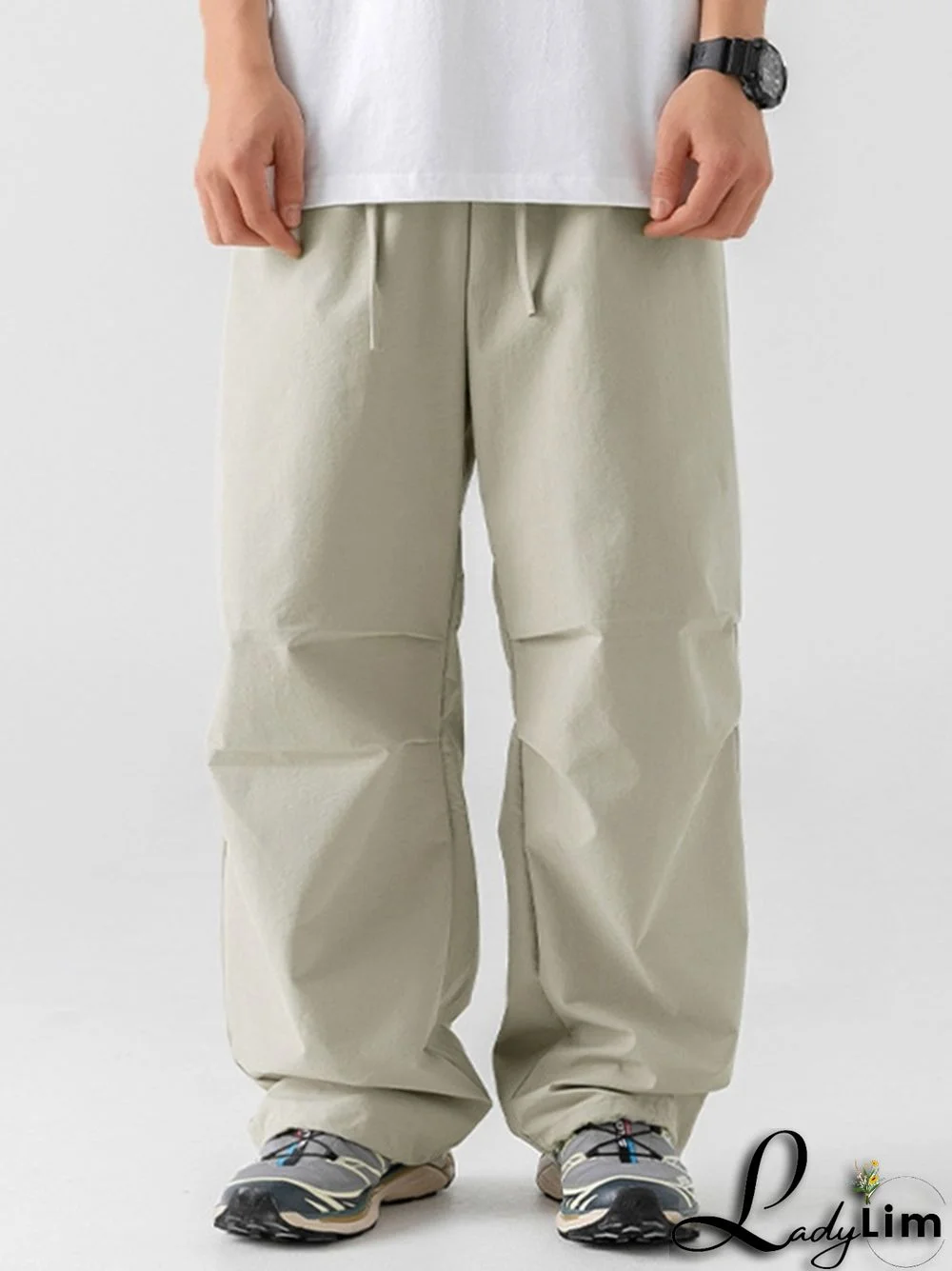 Men's Pleats Loose Parachute Pants