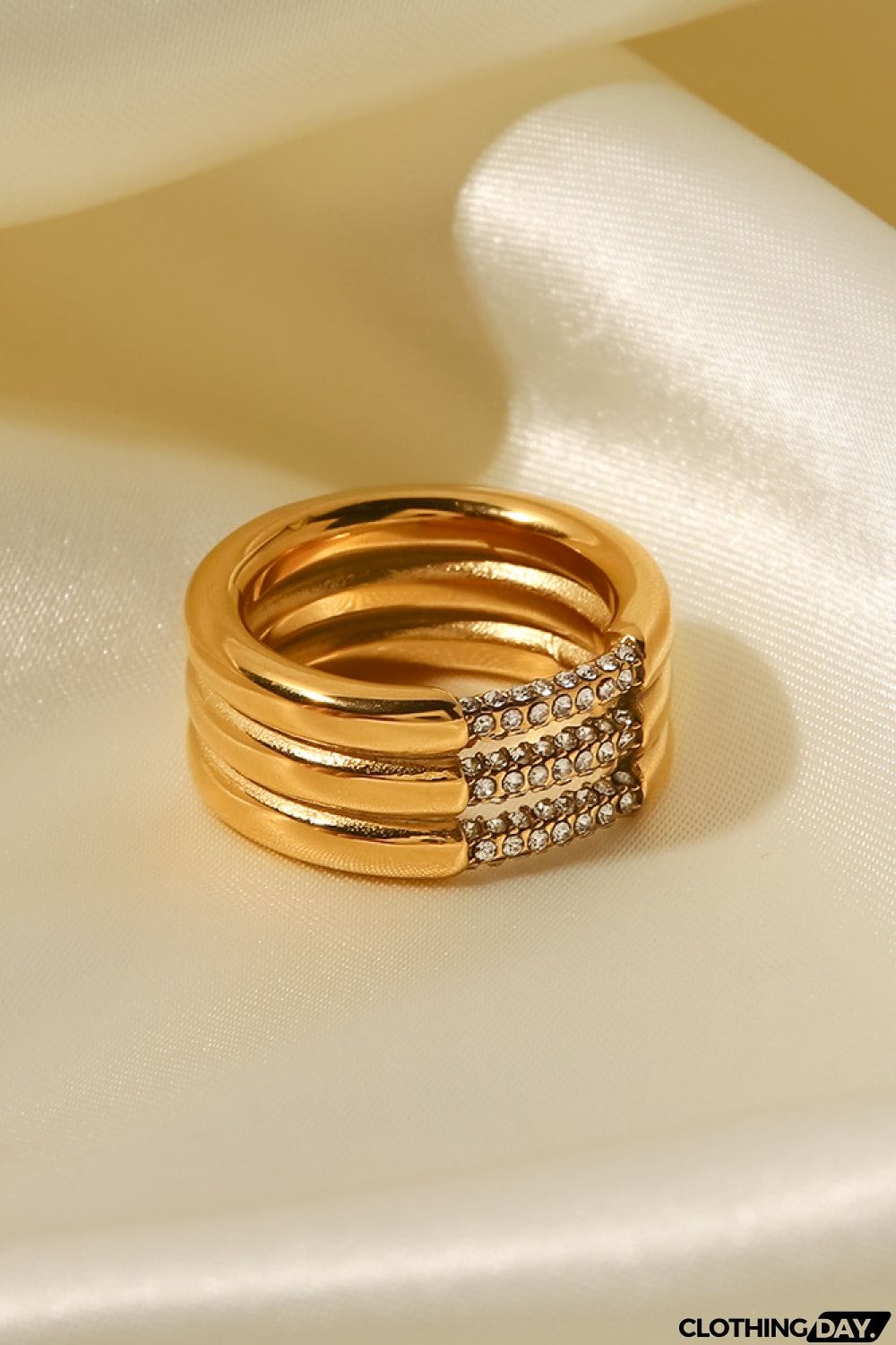 Triple-Layered Rhinestone Ring