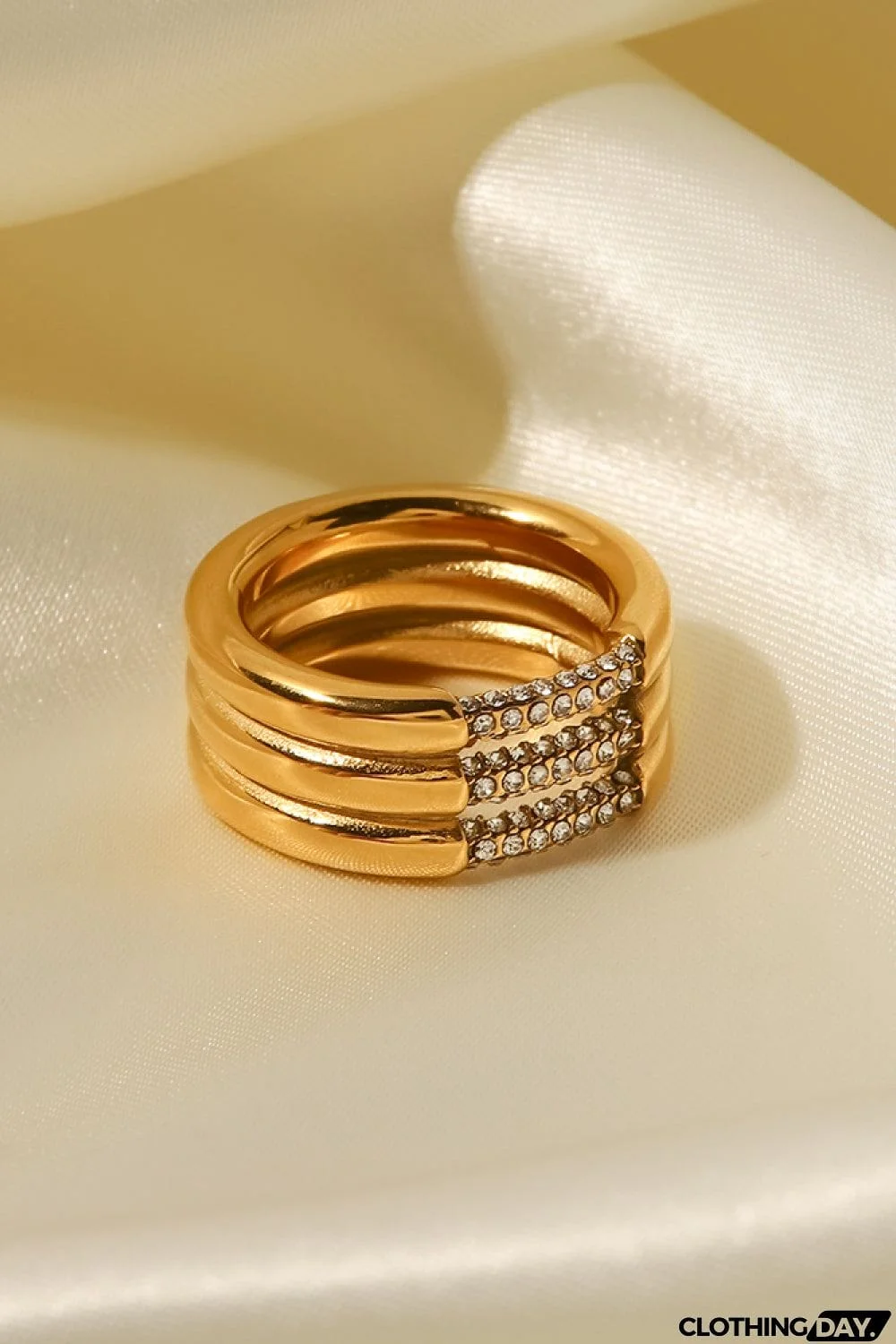 Triple-Layered Rhinestone Ring