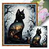 Cat Silhouette Halloween-11CT Stamped Cross Stitch 40*50cm/15.75*19.69in tapestrymarket