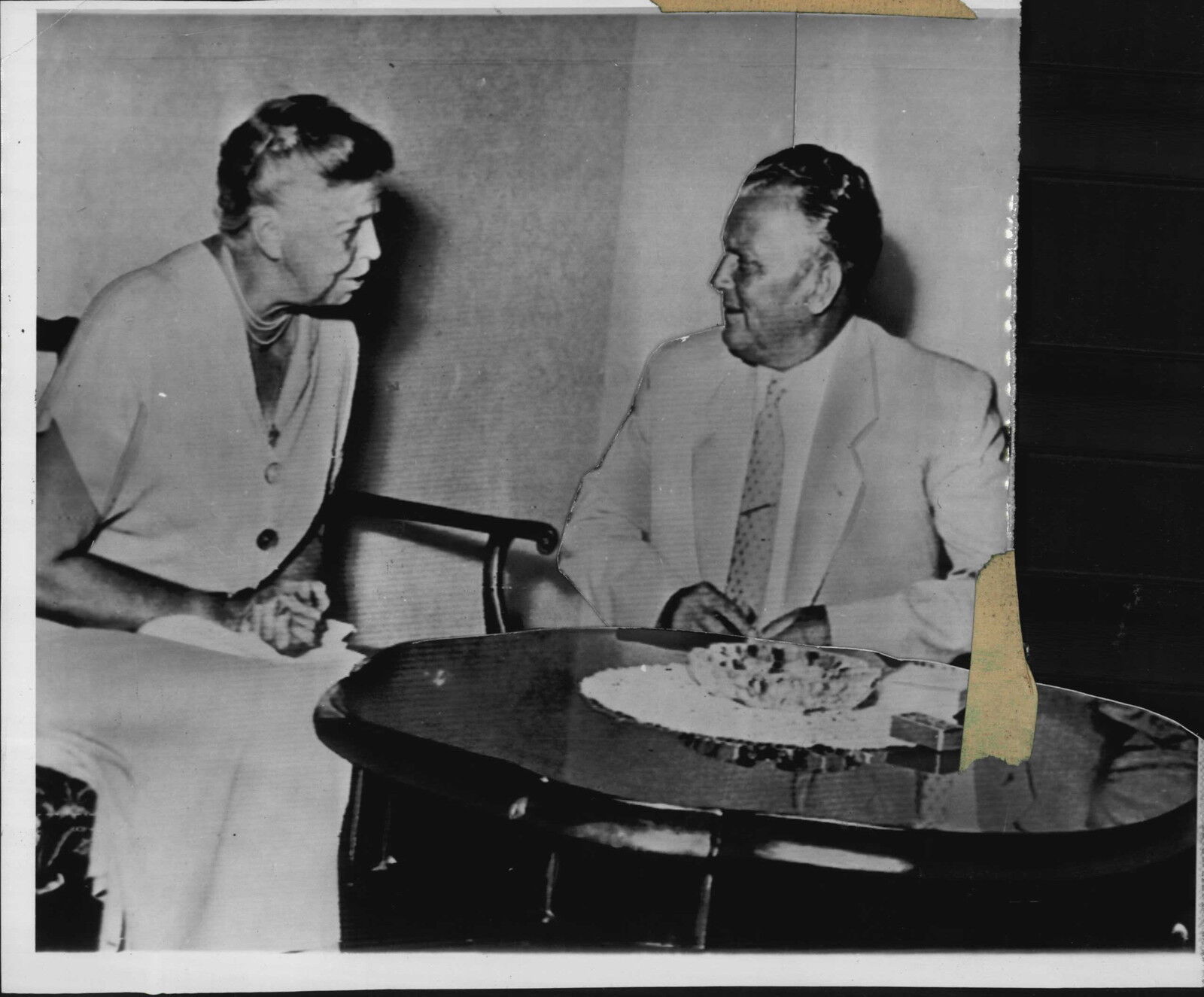 Eleanor Roosevelt and President Tito of Yugoslavia 1953 Press Photo Poster painting