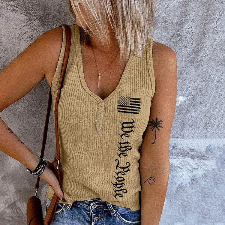 VChics Women's We The People Independence Day Printed Casual Vest