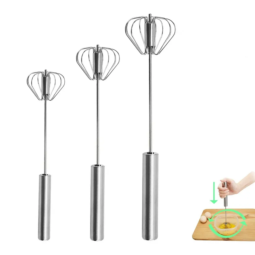 Semi-Automatic Stainless Steel Whisk Set of 3