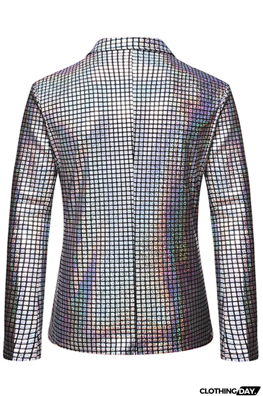 Gold Fashion Street Plaid Bronzing Split Joint Buckle Turn-back Collar Outerwear