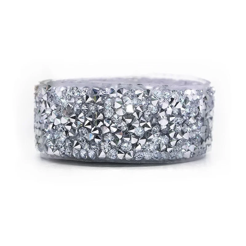 1 Yard Sewing Trim Crystal Motif Strass Hot Fix Rhinestone Tape Applicator Ribbon Applique For Dress Cloth Decor Crafts