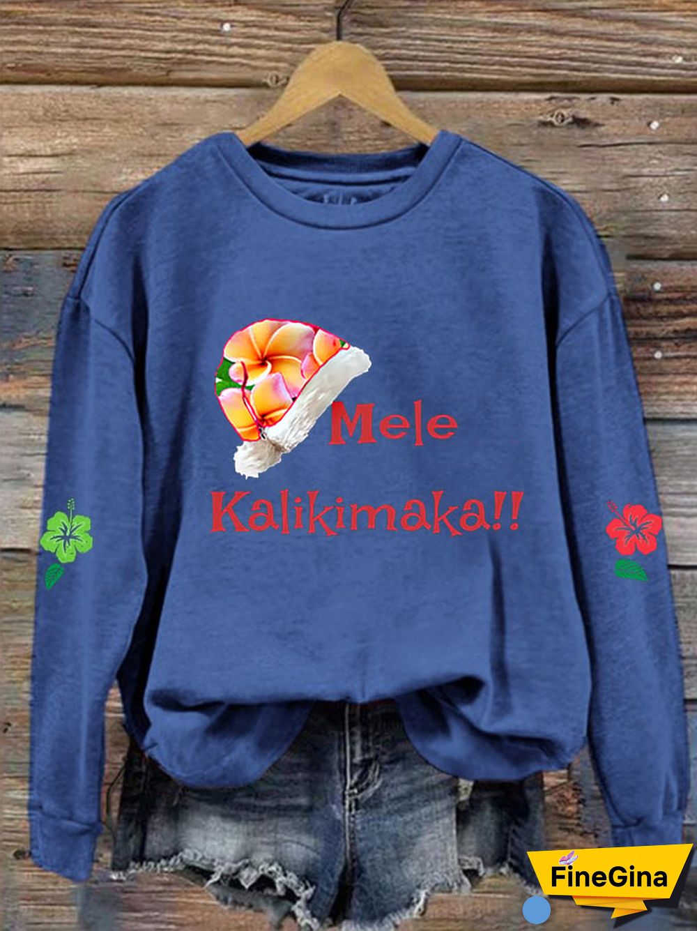 Women's Hawaiian Christmas Mele Kalikimaka Hibiscus Sweatshirt