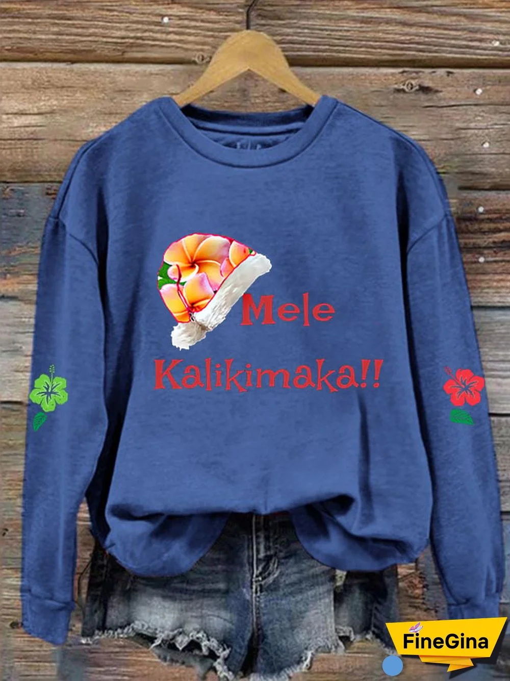 Women's Hawaiian Christmas Mele Kalikimaka Hibiscus Sweatshirt