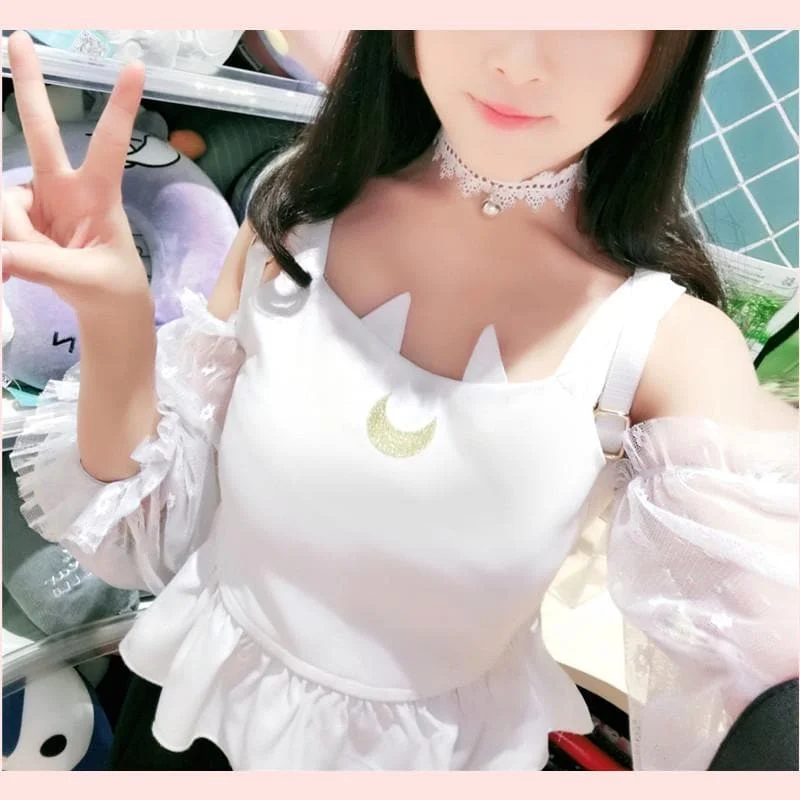 Black/White Sailor Moon Suspender Lace Shirt SP1811991