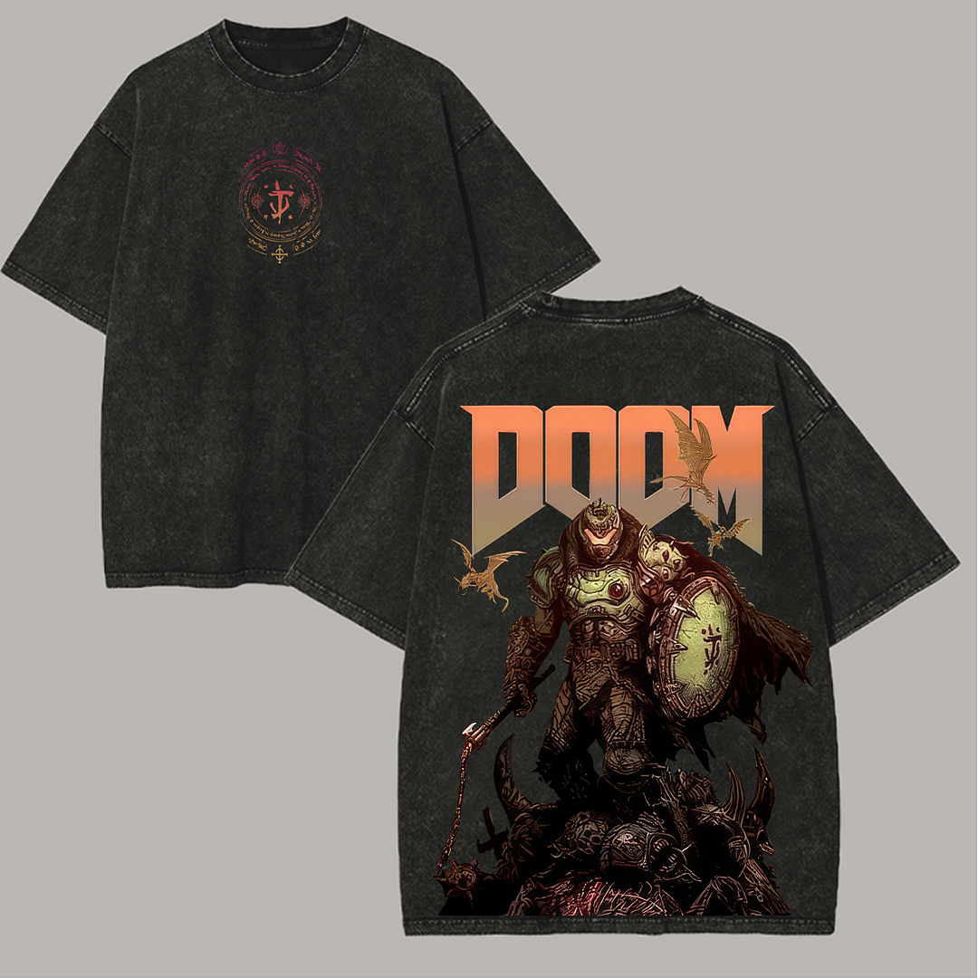 Doom: The Dark Ages Printed Unisex Washed T-Shirt
