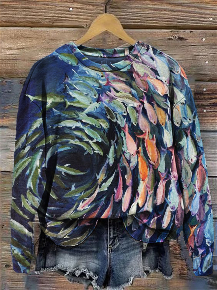 Cluster of Fish Oil Painting Comfy Sweatshirt  artssus