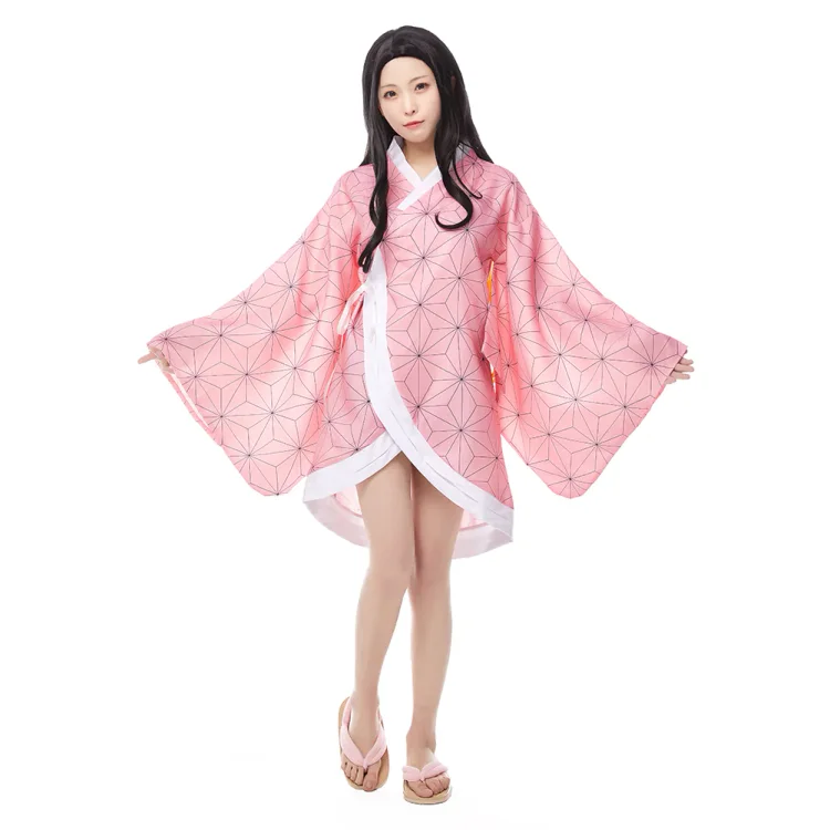 Demon Slayer: Kimetsu no Yaiba Kamado Nezuko Cosplay Costume Kimono Coat