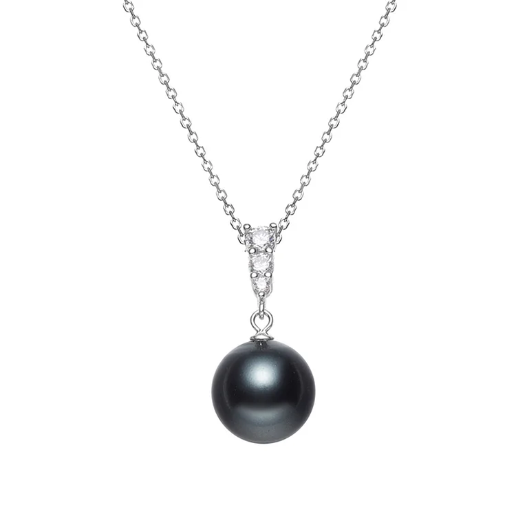 Women Gifts 925 Sterling Silver Synthetic Pearl Necklace White Pearl Pendant Necklace Black Pearl Pendant Necklace