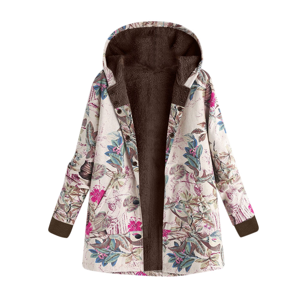 Casual Retro Print Plus Velvet Coat wearshes