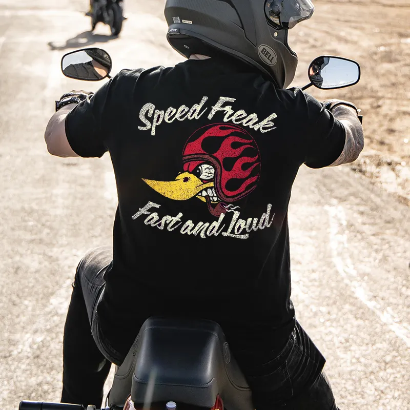 SPEED FREAK FAST AND LOUD Hot Rod Bird Print Men's T-shirt