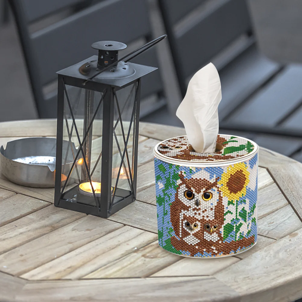 Owl DIY Diamond Painting Handmade Tissue Holder Rhinestones Crystal Tissue Box