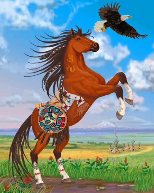 

Brown Horse And Eagle – Paint By Numbers - 40*50CM, 501 Original