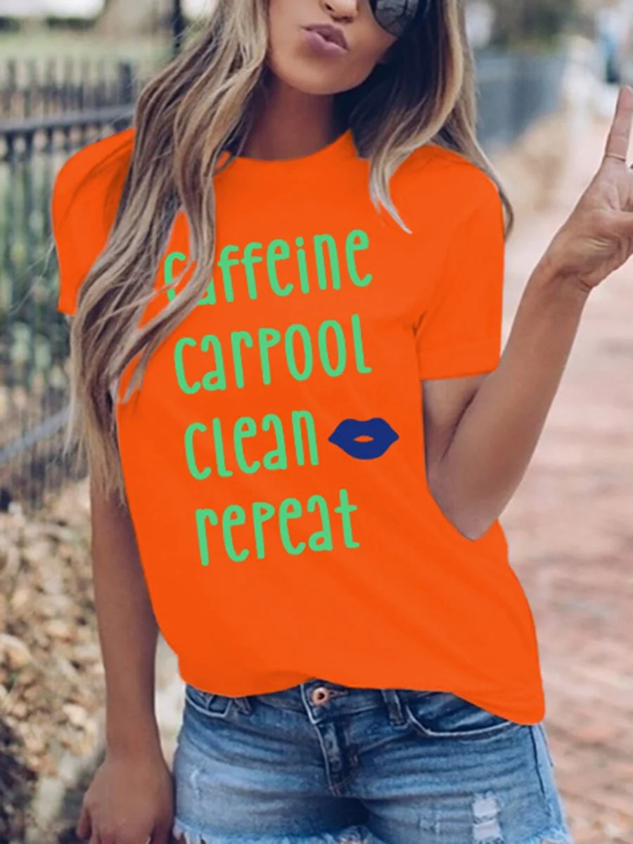 Round Neck Letters Printed T-shirt