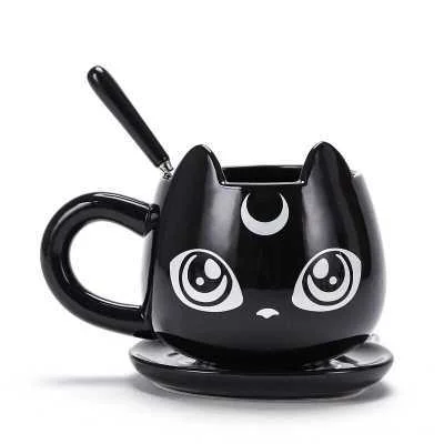 Halloween Black Cat Mug with Spoon Dishes Set SS2126