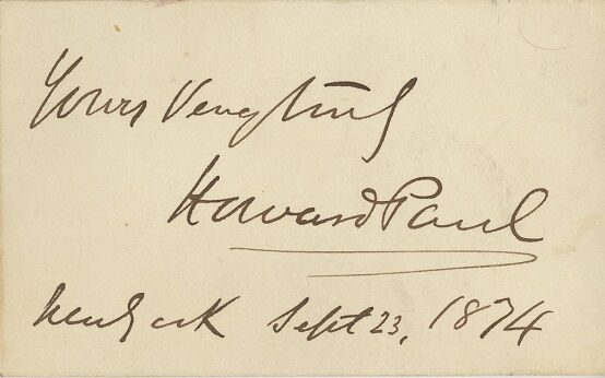 19th Century Actor HOWARD PAUL Autograph - 1874