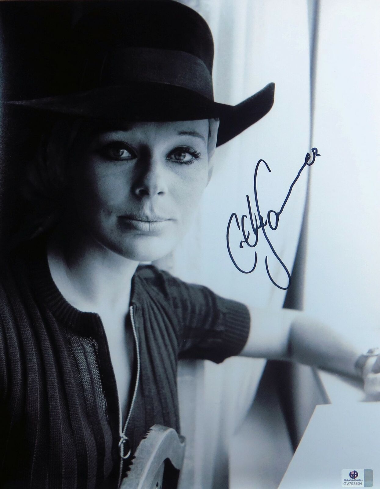 Elke Sommer Signed Autographed 11X14 Photo Poster painting Sexy Vintage Close-Up with Hat 793834