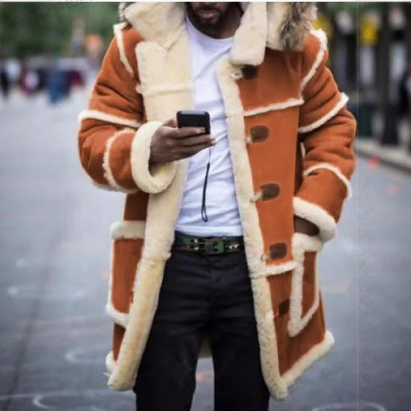 Nigikala Nigikala Men's Bag Youth Solid Color Splicing Casual Repair Hooded Winter Coat